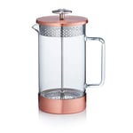 Barista & Co Core French Press Coffee Maker - Plastic Free Tea and Coffee Strainer with Borosilicate Glass Beaker, Metal Filter and Removable Steel Base - Copper 1000ml Manual Tea and Coffee Infuser