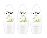 3 x Dove Go Fresh Pear & Aloe Vera Roll-On Anti-Perspirant Deodorant 50ml