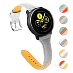 22mm Huawei Watch GT / Samsung Galaxy Watch (46mm) tri-color genuine leather watch band - Apricot / Grey / White