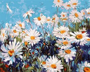 DIY Paint by Numbers Kits, Amiiba Daisy Flowers, Daisies in The Field 16x20 inch Acrylic Painting by Number Wall Art Crafts (Daisy, Without Frame)