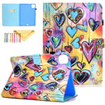 New iPad Pro 11 2021 Case, iPad Pro 11 3rd Gen Case, iPad Pro 11 Inch 2020 2nd Generation Case, Uliking PU Leather Shell Lightweight Stand Wallet Cover [Auto Sleep/Wake] [Magnet Buckle],Colorful Love