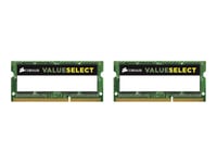 CORSAIR Value Select - DDR3L - kit - 16 Go: 2 x 8 Go - SO DIMM 204 broches - 1600 MHz / PC3-12800 - CL11 - 1.35 / 1.5 V - mémoire sans tampon - non ECC