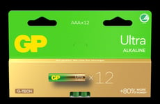GP Ultra Alkaline AAA-batteri, 24AU/LR03, 12-pak