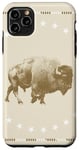 Coque pour iPhone 11 Pro Max Bison Buffalo Stars Animaux Sépia Marron Blanc Tourbillon Bordure