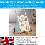 Wooden BABY WALKER Activity Centre Cart Toy Boys Girls Toddler Scandi Style, NEW