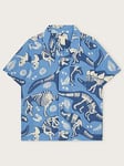 Monsoon Boys Dinosaur Bone Short Sleeve Shirt - Blue, Blue, Size 6-12 Months