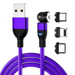 Qinzhijia Câble de charge magnétique de 540 degrés, 3 en 1 micro USB, 1,6 broches de charge 2,4 A, câble de charge magnétique pour micro USB, type C, compatible avec Samsung, Apple, Huawei