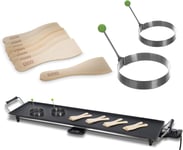 Extra Large Teppanyaki Grill 1800W Electric Griddle Wooden Spatulas & Egg Rings