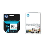 HP 304 Tri-color Original Ink Cartridge (N9K05AE) &CHP150 Home and Office Paper 80 g/m2 A4 500 Sheets