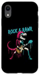 Coque pour iPhone XR Rock & Rawr T-Rex – Jeu de mots drôle Rock 'n Roll Dinosaure Rockstar