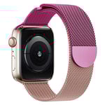 Milanese SE Metalliskt Magnetiskt Armband för Apple Watch Rem iwatch Serie 9 3 6 5 SE 7 8 Ultra 2 (Het Rea på Rabattpris) Purple Rose Pink 42mm/44mm/45mm/49mm