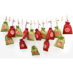 Calendrier de l'Avent à Remplir - 24 Pochettes Cadeaux en Tissu - diy Kit Noël - rot