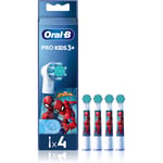Oral B PRO Kids 3+ Erstatningshoveder til tandbørste til børn Spiderman 4 stk.