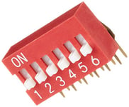 DeLOCK DIP Slide Switch 6-Digit 2.54 mm Grid Mass THT Angled Red Pack of 5