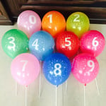 10pcs Latex Number Balloon Birthday Inflatable Balls Aniversary One Size