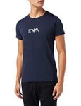 Emporio Armani Underwear Essential Monogram 2-Pack T-Shirt with Crew Neck, Navy Blue, S