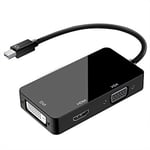 noir 1080P - Adaptateur de câble Mini Display Port vers Hdmi/Dvi/Vga, Thunderbolt, adaptateur Hdmi pour Apple Mac Macbook Air 13 Surface Pro 4