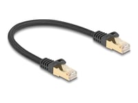 Delock - Patch-Kabel - Rj-45 (Hane) Till Rj-45 (Hane) - 25 Cm - 7 Mm - S/Ftp - Cat 6A - Formpressad, Hakfri, Braided Coating - Svart