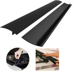 2 Pack Kitchen Worktop Edging Strip, 25 Inch Silicone Stove Counter Gap Cover,Long Gap Filler Seals Spills Between Counter, Stovetop, Oven, Washing Machine and Kitchen Appliances (25 Inch Black)