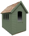 Forest Garden Overlap Retreat Shed - 8x5ft, Green, Installed Green