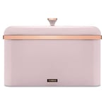 Tower T826130PNK Cavaletto Bread Bin with Removable Lid, Large Capacity, Durable Steel Body, Marshmallow Pink and Rose Gold