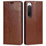 Sony Xperia 10 IV Smidigt mobilfodral i äkta läder, Brun