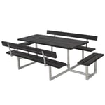 PLUS Picknickbord Basic med Extra Sittplatser Svart Plast 185815-25