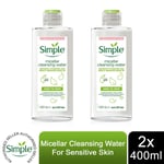 2x of 400ml Simple Kind to Skin Make-Up Remover Micellar Cleansing Water