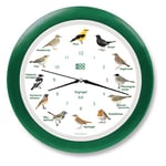 KOOKOO Singvögel RC Vert, Horloge des Oiseaux, Un Pendule Murale avec 12 Oiseaux indigènes et enregistrements de la Nature, Horloge avec senseur de lumière
