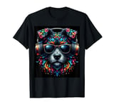 cute dog with sunglasses and headphones for men women kids T-Shirt