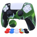 Pink PS5 Controller Skins RALAN,Silicone Controller Cover Skin Protector Compatible For PS5 Controller (Thumb Grip x 10 ,Red+ Blue+Green+White+Colorful /2) (Black&White&Green)
