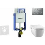 Geberit - Kombifix - Bâti-support pour wc suspendu avec plaque de déclenchement Sigma 01, chrome mat + Tece One – toilette japonaise et abattant,