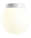 Classic Glob 300 taklampe med bevegelsessensor E27 IP44, Matt opalhvitt glass / Hvit