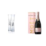 LSA Moya Champagne Flute 170ml Clear | Set of 2 | Mouthblown & Handmade Glass | MV17 & Moët & Chandon Rosé Impérial, Gift Box 75 cl