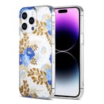 iPhone 14 Pro Max Mobilskal MagSafe - Blommor Blå/Guld multifärg