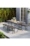 3-Piece Rattan Plastic Outdoor Camping Folding Table Bench Set