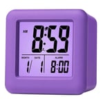 TOOGOO Digital Alarm Clock with Snooze LED Night Light for Bedroom,Small Desk Bedside Travel Clocks Display Time Date,Purple