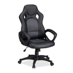 Relaxdays Gaming Chair XR9, Swivel Office Chair, Comfortable Executive Chair with Adjustable Height, Race Car Design, Black-Grey