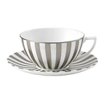 Jasper Conran at Wedgwood Platinum Stripe Teacup & Saucer,White With a Platinum Rim