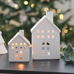 Ginger Ray Lot de 2 photophores en céramique Blanche pour décoration de Table de cheminée de Noël