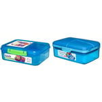 Sistema Bento Box TO GO | Lunch Box with Yoghurt/Fruit Pot | 1.65 L | BPA-Free & Lunch Slimline Quaddie Lunch Box with Water Bottle | 1.5 L Air-Tight and Stackable Food Storage Container | Blue