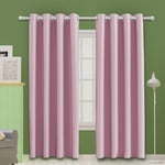 MOOORE Pink Bedroom Blackout Curtains, Eyelet Ring Top Thermal Insulated Soft Window Darkening Panel for Kitchen | Living Room | Nursery Decoration 52 X 63 Inch Drop Pink 2 Panels