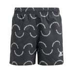 adidas Men Sportswear Wave Print Short Length One Piece Swimsuit, Black, 5 years