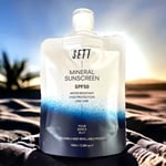 SETT SPF50 Mineral Sunscreen Pouch 100ml UVB High Protection Natural Clear