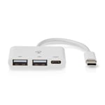 Nedis Hub USB - 1 x USB-C™ - 1 x USB-C™ / 2 x USB 2.0 A Femelle - 3 Ports(s) - Alimenté par USB