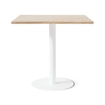 Cafébord Kvadrat - Runt pelarstativ, Storlek 80x80 cm, Bordsskiva Ek, Stativ Vit