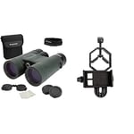 Celestron 71332 Nature DX 8x42mm Binoculars with Multi-Coated Lens, BaK-4 Prism Glass and Carry Case, Green & Basic Smartphone Adapter 1.25" Capture Your Discoveries,Black (81035)