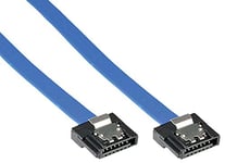 InLine 21236 Câble SATA III 6 Go/s, sATA à SATA, 0,3 m, Profil Bas, Fermeture à Clipser Bleu