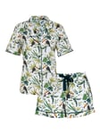Cyberjammies Gabrielle Toucan Jersey Short Pyjama Set, White/Green