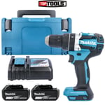 Makita DHP484 18v Combi Drill Body With 2 x 6Ah Battery, Charger, Case & Inlay